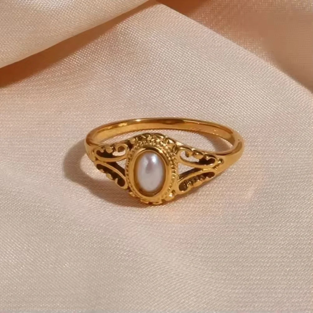 18k Gold Plated Delicate Natural Freshwater Pearl Rings - Picture 6 of 10